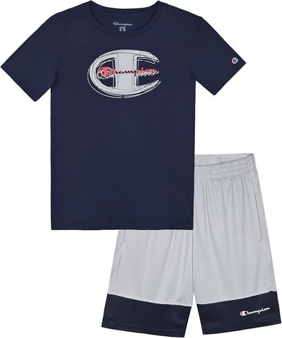 Champion Boys 2 Piece Short Sleeve Shirt and Mesh Shorts Sets in Saudi Arabia