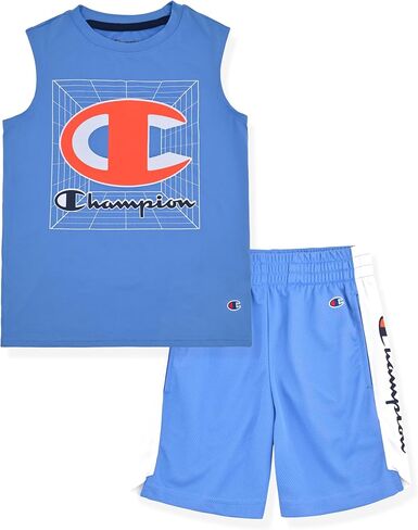 Champion Boys 2 Piece Short Sleeve Shirt and Mesh Shorts Sets in Saudi Arabia