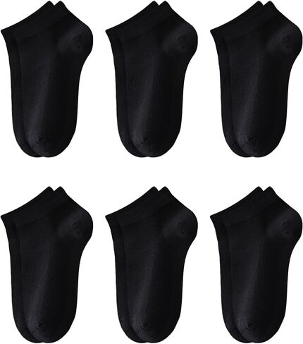 جوارب كاحل للأطفال من LO SHOKIM جوارب قصيرة للأولاد بدون خياطة للفتيات في المدارس من 4 إلى 16 سنة، 6 أزواج من القطن للشباب جورب موحد منخفض القطع in Kuwait