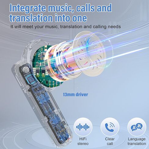 سماعات أذن للترجمة بتقنية Ai في الوقت الفعلي مع مكالمات الصوت والفيديو، سماعات أذن مترجم 3 في 1 بلوتوث 5.3 مع 6 أوضاع للترجمة/164 لغة/لا يلزم الاشتراك، مترجم سماعات الرأس لمدة 48 ساعة in Kuwait