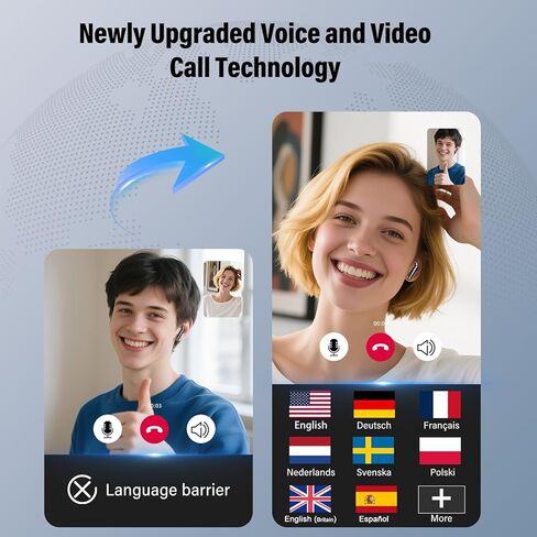 سماعات أذن للترجمة بتقنية Ai في الوقت الفعلي مع مكالمات الصوت والفيديو، سماعات أذن مترجم 3 في 1 بلوتوث 5.3 مع 6 أوضاع للترجمة/164 لغة/لا يلزم الاشتراك، مترجم سماعات الرأس لمدة 48 ساعة in Kuwait