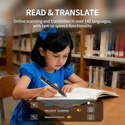 قلم مترجم، قلم قارئ المسح الضوئي، جهاز مترجم اللغة، أداة مساعدة للأطفال والكبار، الذين يعانون من عسر القراءة، ومتعلمي اللغة وصعوبات التعلم، بما في ذلك 142 لغة (رمادي) in Kuwait