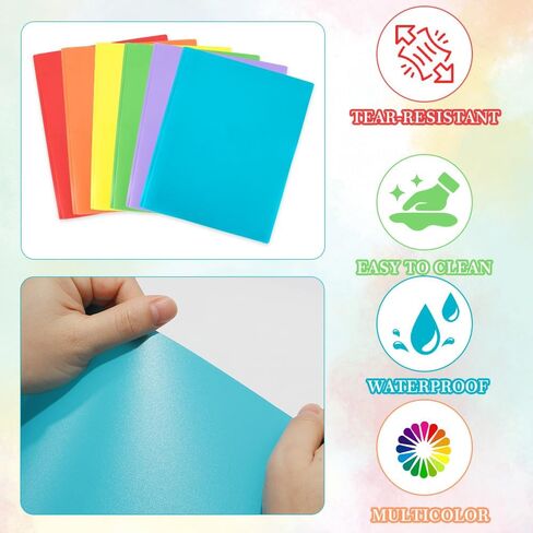 Plastic Folders with Pockets and Prongs - 6pcs Plastic Pocket Folders with Brads,Colored Vinyl Poly 3 Prong 2 Pocket Sturdy File Folders for Documents Homework Paper,Back to School Supplies in Saudi Arabia