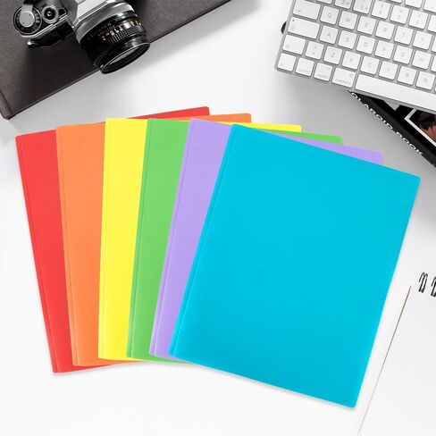 Plastic Folders with Pockets and Prongs - 6pcs Plastic Pocket Folders with Brads,Colored Vinyl Poly 3 Prong 2 Pocket Sturdy File Folders for Documents Homework Paper,Back to School Supplies in Saudi Arabia
