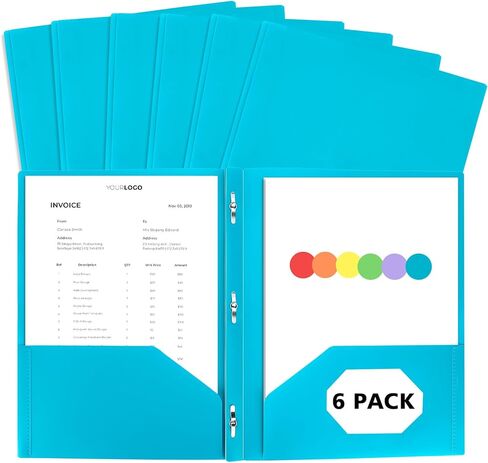 Plastic Folders with Pockets and Prongs - 6pcs Plastic Pocket Folders with Brads,Colored Vinyl Poly 3 Prong 2 Pocket Sturdy File Folders for Documents Homework Paper,Back to School Supplies in Saudi Arabia