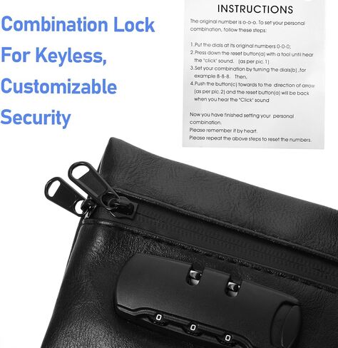 PU Leather Money Bag with Lock, 10x7in Waterproof Locking Money Bag with Compartments, Large Capacity Locking Bank Bags for Cash, Jewelry, Passport, Medicine, Credit Cards and Valuables in Saudi Arabia