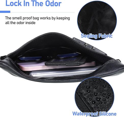PU Leather Money Bag with Lock, 10x7in Waterproof Locking Money Bag with Compartments, Large Capacity Locking Bank Bags for Cash, Jewelry, Passport, Medicine, Credit Cards and Valuables in Saudi Arabia