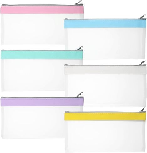Thinp 6 Pieces Clear Money Bags with Zipper, 8.5 x 4 Inch Money Envelopes for Cash Clear Cash Envelopes Bank Deposit Bags Multi-Purpose Money-Pouch for Check Wallet Receipt Organizer in Saudi Arabia