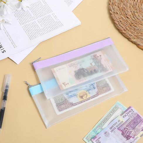 Thinp 6 Pieces Clear Money Bags with Zipper, 8.5 x 4 Inch Money Envelopes for Cash Clear Cash Envelopes Bank Deposit Bags Multi-Purpose Money-Pouch for Check Wallet Receipt Organizer in Saudi Arabia