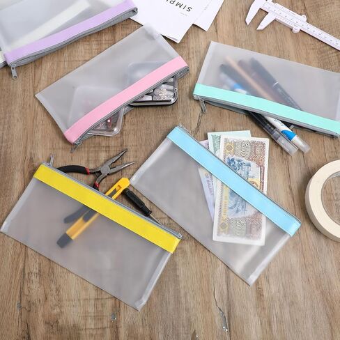 Thinp 6 Pieces Clear Money Bags with Zipper, 8.5 x 4 Inch Money Envelopes for Cash Clear Cash Envelopes Bank Deposit Bags Multi-Purpose Money-Pouch for Check Wallet Receipt Organizer in Saudi Arabia