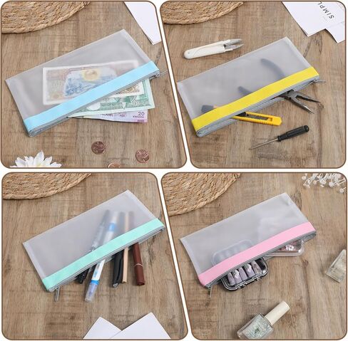 Thinp 6 Pieces Clear Money Bags with Zipper, 8.5 x 4 Inch Money Envelopes for Cash Clear Cash Envelopes Bank Deposit Bags Multi-Purpose Money-Pouch for Check Wallet Receipt Organizer in Saudi Arabia