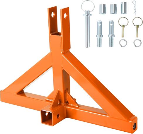 3 Point Hitch Receiver 2" with Towing Ball Mount and Hook - 10,000LB Capacity - Category 1 Quick Attach Adapter for Tractor Implements - Compatible with Kubota, Kioti, BX, Yanmar in Kuwait