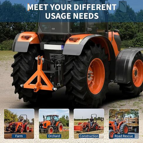 3 Point Hitch Receiver 2" with Towing Ball Mount and Hook - 10,000LB Capacity - Category 1 Quick Attach Adapter for Tractor Implements - Compatible with Kubota, Kioti, BX, Yanmar in Kuwait