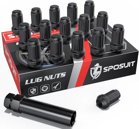 Sposuit M12x1.5 ATV Spline Lug Nuts - Replacement for Honda Talon, Pioneer 500/700/1000, Polaris RZR 900/1000/Turbo/Trail/General, Can-Am X3 - Closed End Black Lug Nut with Socket(16 Pcs) in Saudi Arabia