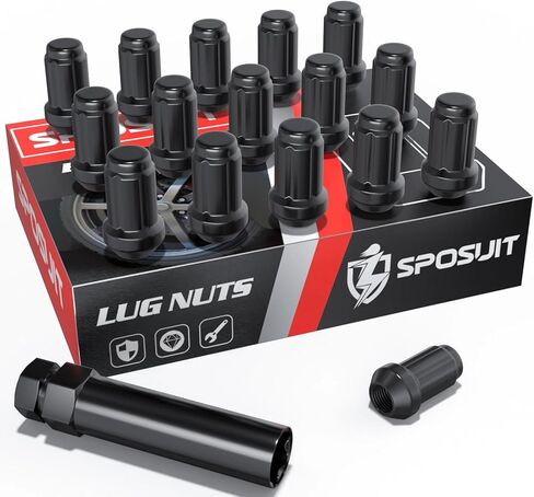 Sposuit M12x1.5 ATV Spline Lug Nuts - Replacement for Honda Talon, Pioneer 500/700/1000, Polaris RZR 900/1000/Turbo/Trail/General, Can-Am X3 - Closed End Black Lug Nut with Socket(16 Pcs) in Saudi Arabia