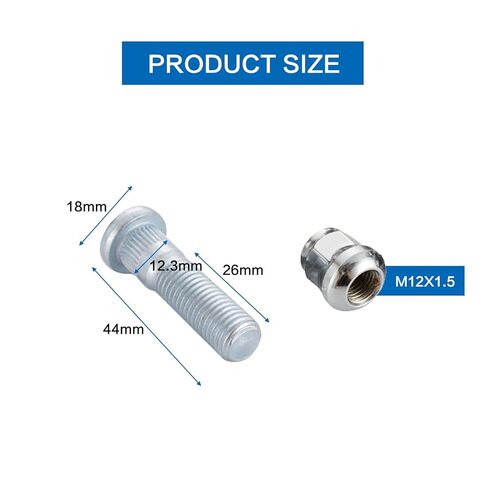 4PCS M12x1.5 Wheel Studs and Lug Nuts Set, Compatible with Honda Accord Civic City CR-V HR-V Insight Element Prelude S2000 & Acura Legend Integra Fits Multiple Models Chrome Wheel Studs Replacement in Kuwait