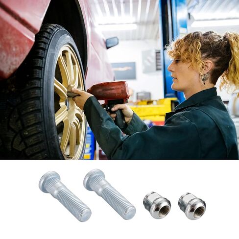 4PCS M12x1.5 Wheel Studs and Lug Nuts Set, Compatible with Honda Accord Civic City CR-V HR-V Insight Element Prelude S2000 & Acura Legend Integra Fits Multiple Models Chrome Wheel Studs Replacement in Kuwait