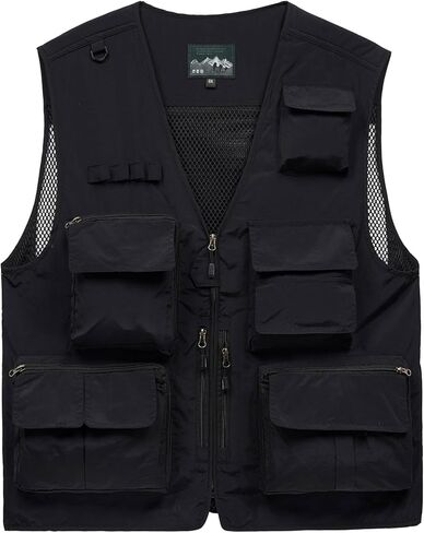 MANLUODANNI Men's Utility Cargo Vest Outdoor Fishing Safari Travel Work Photo Vest with Pockets in Saudi Arabia