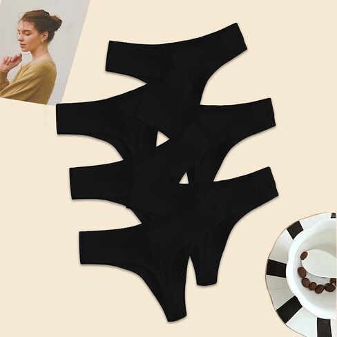 6 Pack Cotton Thongs for Women Womens Underwear Soft Low Rise Sexy Thong Ladies Panties Breathable Comfortable Fit M-XXL in Saudi Arabia