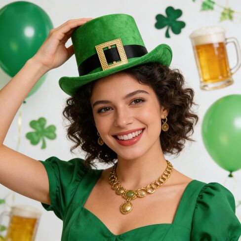 قبعة يوم القديس باتريك، قبعة رأس الجني الخضراء، قبعة شامروك خضراء مخملية من أجل هدايا الحفلات التنكرية للقديس باتريك in Kuwait