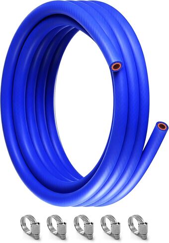 5FT ID 5/8 "(16mm) خرطوم سخان المبرد المبرد مستقيم درجة الحرارة عززت أنابيب السيليكون ضغط تمزق 232 رطل لكل بوصة مربعة مع 4 مشابك بسمك 4 مم لأنظمة تبريد المركبات (أزرق) in Kuwait
