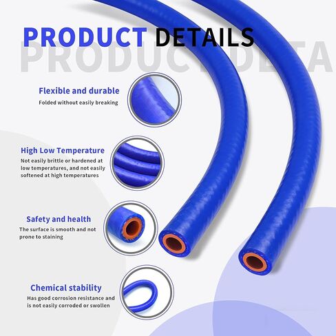 5FT ID 5/8 "(16mm) خرطوم سخان المبرد المبرد مستقيم درجة الحرارة عززت أنابيب السيليكون ضغط تمزق 232 رطل لكل بوصة مربعة مع 4 مشابك بسمك 4 مم لأنظمة تبريد المركبات (أزرق) in Kuwait