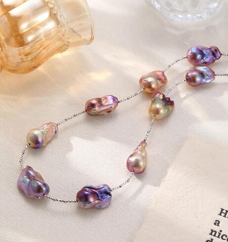 قلادة لؤلؤ المياه العذبة الأصلية؛ عقد من اللؤلؤ الطبيعي متعدد الألوان؛ قلائد اللؤلؤ للنساء؛ قلادة محطة اللؤلؤ الباروكي؛ قلادات اللؤلؤ الحقيقي. قلادة من الفضة الاسترليني للنساء in Kuwait