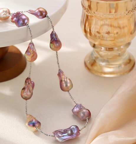 قلادة لؤلؤ المياه العذبة الأصلية؛ عقد من اللؤلؤ الطبيعي متعدد الألوان؛ قلائد اللؤلؤ للنساء؛ قلادة محطة اللؤلؤ الباروكي؛ قلادات اللؤلؤ الحقيقي. قلادة من الفضة الاسترليني للنساء in Kuwait