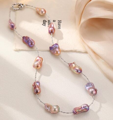 قلادة لؤلؤ المياه العذبة الأصلية؛ عقد من اللؤلؤ الطبيعي متعدد الألوان؛ قلائد اللؤلؤ للنساء؛ قلادة محطة اللؤلؤ الباروكي؛ قلادات اللؤلؤ الحقيقي. قلادة من الفضة الاسترليني للنساء in Kuwait