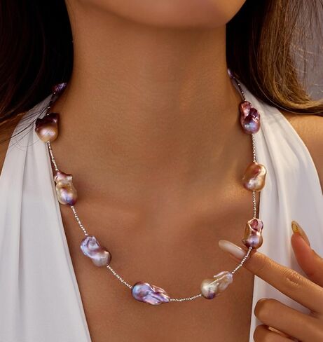 قلادة لؤلؤ المياه العذبة الأصلية؛ عقد من اللؤلؤ الطبيعي متعدد الألوان؛ قلائد اللؤلؤ للنساء؛ قلادة محطة اللؤلؤ الباروكي؛ قلادات اللؤلؤ الحقيقي. قلادة من الفضة الاسترليني للنساء in Kuwait