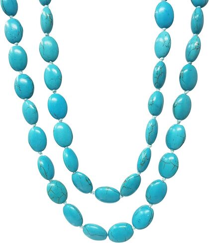 Handmade Stunning Blue Turquoise Gemstone Necklace for Women | 48In Long Sweater Chain Turquoise Necklace in Saudi Arabia