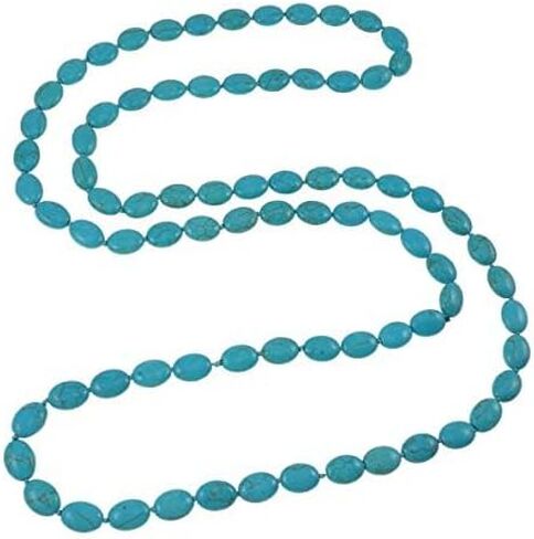 Handmade Stunning Blue Turquoise Gemstone Necklace for Women | 48In Long Sweater Chain Turquoise Necklace in Saudi Arabia