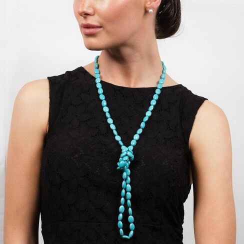 Handmade Stunning Blue Turquoise Gemstone Necklace for Women | 48In Long Sweater Chain Turquoise Necklace in Saudi Arabia