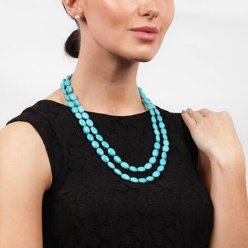 Handmade Stunning Blue Turquoise Gemstone Necklace for Women | 48In Long Sweater Chain Turquoise Necklace in Saudi Arabia