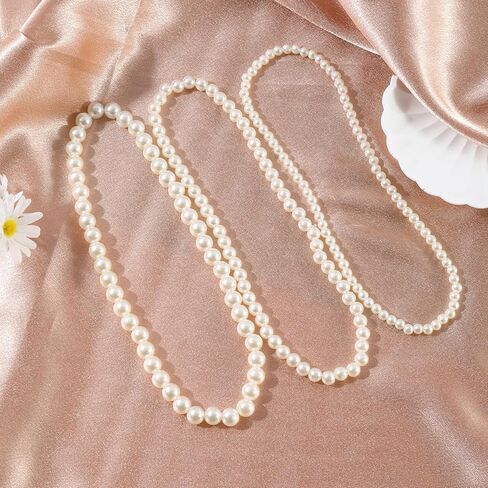 3-Piece Pearl Necklace Set for Brides – Stretch Adjustable Elastic Cord, Graduated Pearl Sizes for Layered Wedding Jewelry, Hypoallergenic Bridal Gift in Saudi Arabia