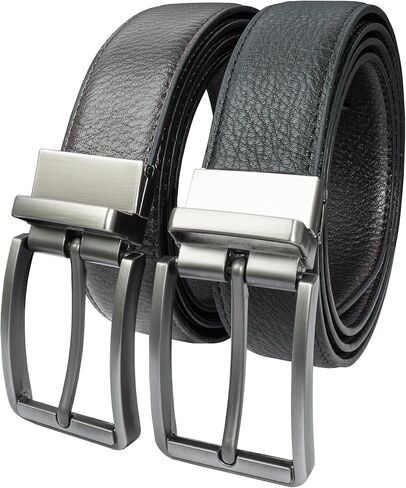 Reversible Leather Belt For Men - 2-in-1 Casual & Dress Belts for Men - Adjustable Rotatable Buckle in Saudi Arabia
