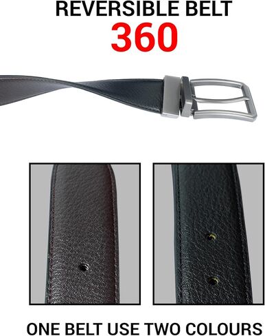Reversible Leather Belt For Men - 2-in-1 Casual & Dress Belts for Men - Adjustable Rotatable Buckle in Saudi Arabia
