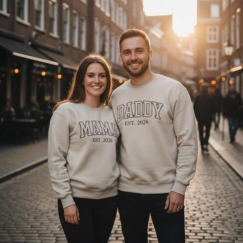 Custom Embroidered Sweatshirt for Groom and Bride, Personalized Embroidery Bride Sweatshirt for Women with Text on Sleeve, Gifts for Mr and Mrs, for Wedding, Engaged, Bridal Shower in Saudi Arabia