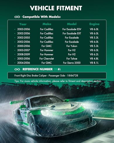 SCITOO 18-B4728 ماسك الفرامل الأمامي الأيمن مع دعامة لكاديلاك لـ Escalade ESV/لـ Escalade EXT، لـ Chevy لـ Silverado 3500 HD/لـ Suburban 1500/لـ Suburban 2500/لـ Tahoe، لـ GMC لـ Safari in Kuwait