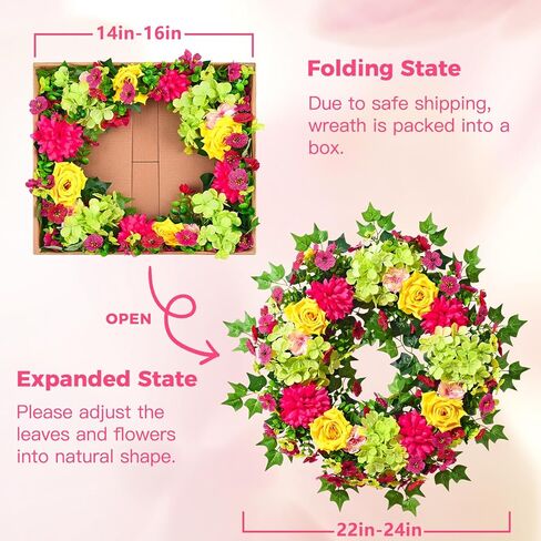 مارتين مول اكاليل الربيع للباب الأمامي 24 بوصه كبيره الربيع الصيف باب اكليلا نابض بالحياة الملونة الكوبية روز اكاليل الزهور الاصطناعية اكليلا من الزهور للداخلية في الهواء الطلق جدار مزرعة الشرفة نافذة الديكور in Kuwait