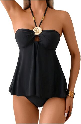 Floerns Women's Tankini Swimsuit Halter High Waisted Beach Vacation 2 Piece Bathing Suit in Saudi Arabia
