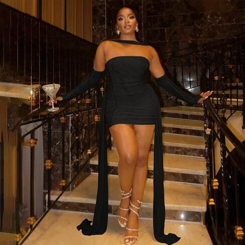 المرأة مثير حمالة صديرية دائرية شبكة الطبقات فستان قصير Bodycon Ruched الجانب أشرطة ضمادة فستان فساتين عيد ميلاد in Kuwait