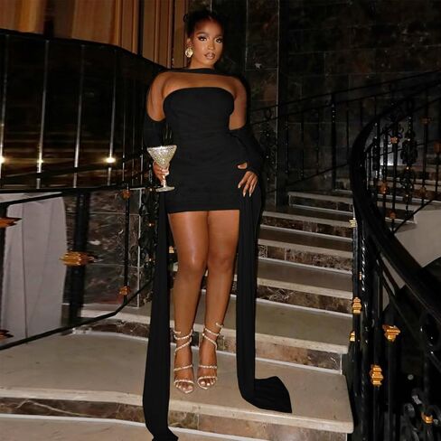 المرأة مثير حمالة صديرية دائرية شبكة الطبقات فستان قصير Bodycon Ruched الجانب أشرطة ضمادة فستان فساتين عيد ميلاد in Kuwait