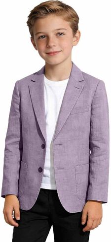 سترة للأولاد من الكتان سترة كاجوال خفيفة الوزن للأطفال الأولاد معطف رياضي لحفلات الزفاف الصيفية على الشاطئ in Kuwait