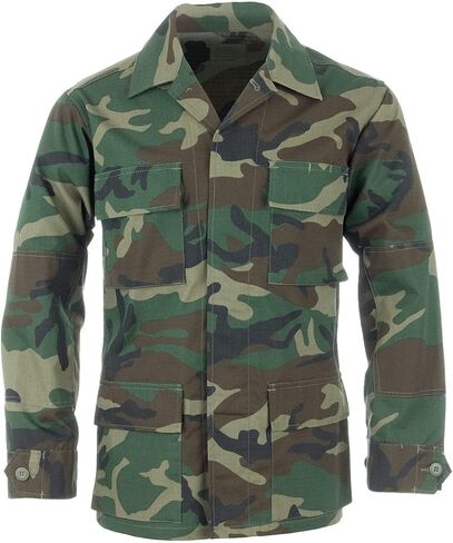 جاكيت USGI Battle Dress موحد Woodland BDU مصنوع في الولايات المتحدة الأمريكية، مقاس كبير/أخضر عادي in Saudi Arabia