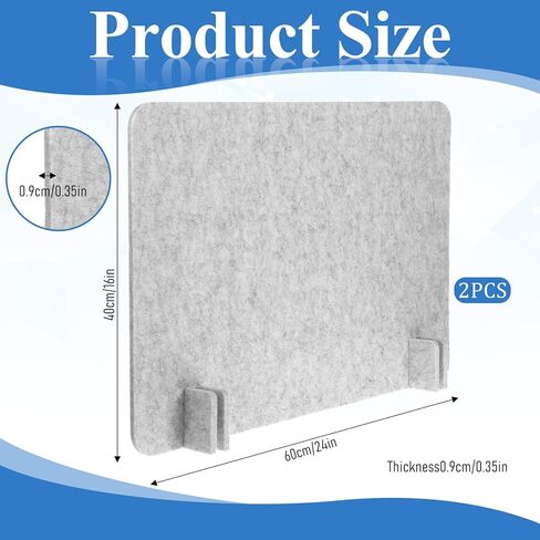 2 Pcs Acoustic Desk Divider Desk Partition, 24" x 18" Freestanding Desk Privacy Panel Lightweight Soundproof Partition with Support Feet for Office Home Use (Silver Gray) in Saudi Arabia