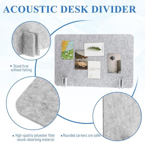 2 Pcs Acoustic Desk Divider Desk Partition, 24" x 18" Freestanding Desk Privacy Panel Lightweight Soundproof Partition with Support Feet for Office Home Use (Silver Gray) in Saudi Arabia