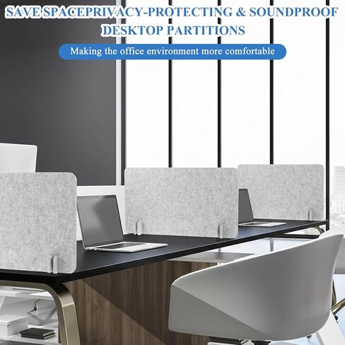 2 Pcs Acoustic Desk Divider Desk Partition, 24" x 18" Freestanding Desk Privacy Panel Lightweight Soundproof Partition with Support Feet for Office Home Use (Silver Gray) in Saudi Arabia