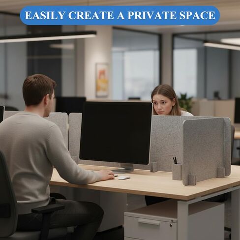 2 Pcs Acoustic Desk Divider Desk Partition, 24" x 18" Freestanding Desk Privacy Panel Lightweight Soundproof Partition with Support Feet for Office Home Use (Silver Gray) in Saudi Arabia