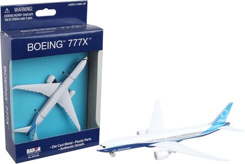 Daron Boeing 777X Commercial Aircraft Corporate Livery White and Blue Diecast Model Airplane in Kuwait